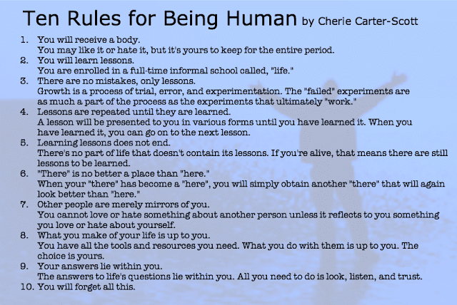 10 Rules For Being Human by Cherie Carter Scott